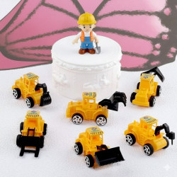 Mini Construction Vehicles Toy Set for Cake Decoration
