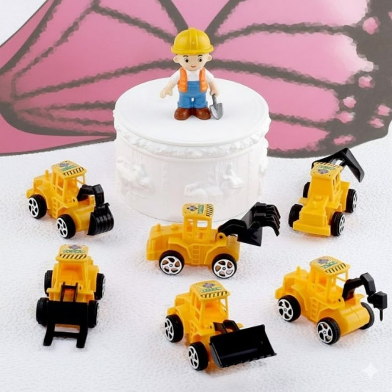 Mini Construction Vehicles Toy Set for Cake Decoration