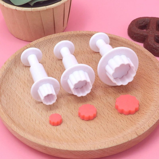 Mini Flower Shape Plunger Cutter Set of 3