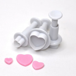 Mini Heart Shape Plunger Cutter Set of 3 Pieces