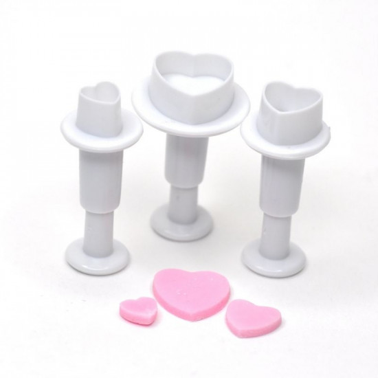 Mini Heart Shape Plunger Cutter Set of 3 Pieces