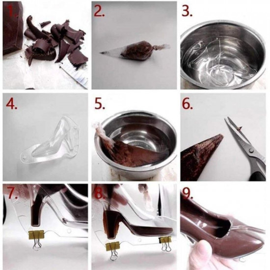 Mini Size 3D High Heel Shoe Polycarbonate Chocolate Mould 