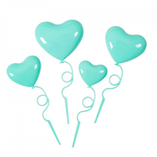 Heart Cake Topper - Mint (4 Pcs)