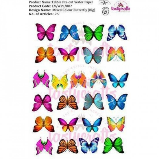 Mix Butterfly Edible Wafer Cake Toppers WPC-07 (25 Pcs)- Tastycrafts