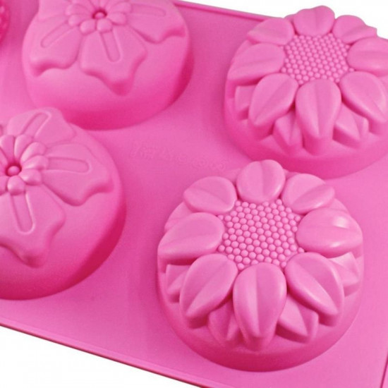 Mix Flower Design 6 Cavity Silicone Mould