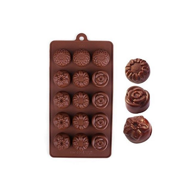 Fluted Round With Flower Silicone Chocolate Mould