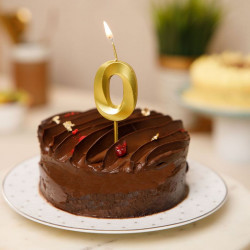 Metallic Finish 0 Number Candle - Golden