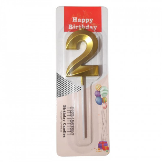 Metallic Finish 2 Number Candle - Golden