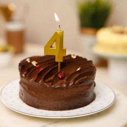 Metallic Finish 4 Number Candle - Golden