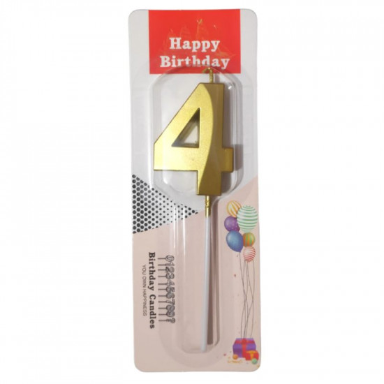 Metallic Finish 4 Number Candle - Golden