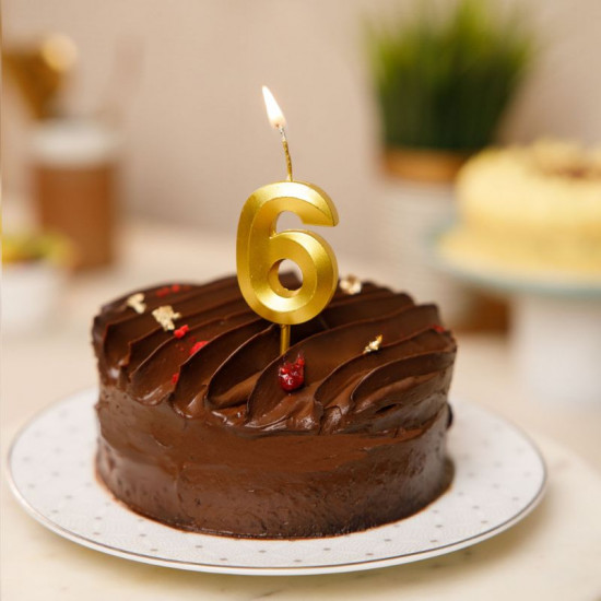 Metallic Finish 6 Number Candle - Golden