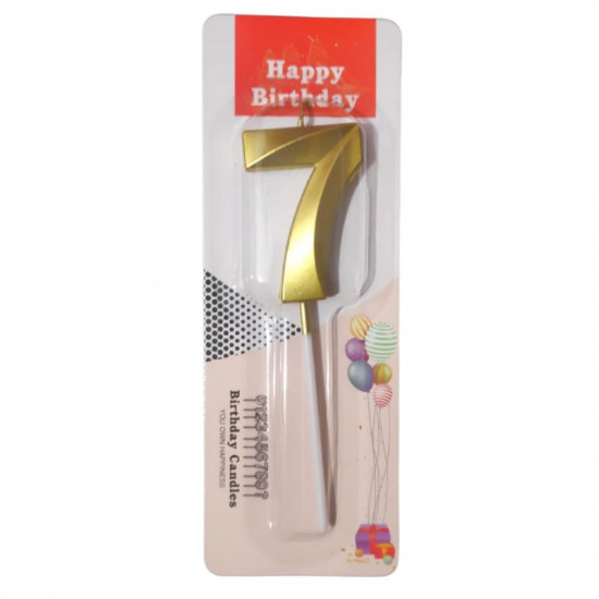 Metallic Finish 7 Number Candle - Golden