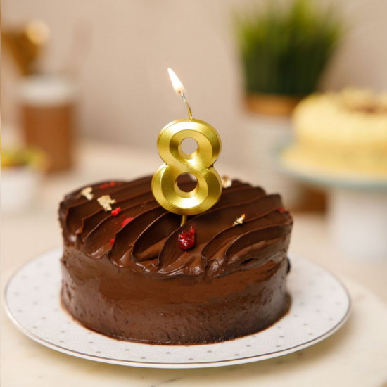 Metallic Finish 8 Number Candle - Golden