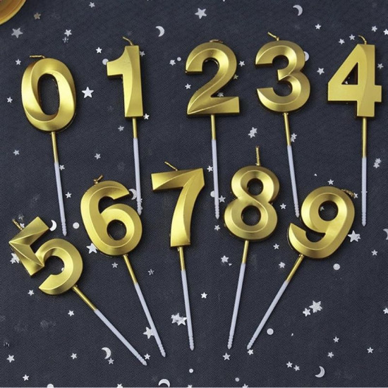 Metallic Finish 7 Number Candle - Golden