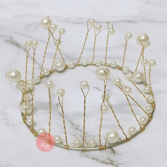 Off White Pearl Crown Cake Topper