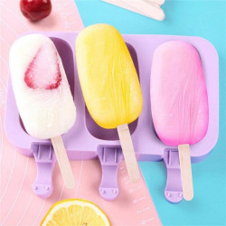 Oval Shape 3 Cavity Silicone Popsicle Mould
