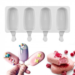 Oval Shape 4 Cavity Silicone Popsicle Mould