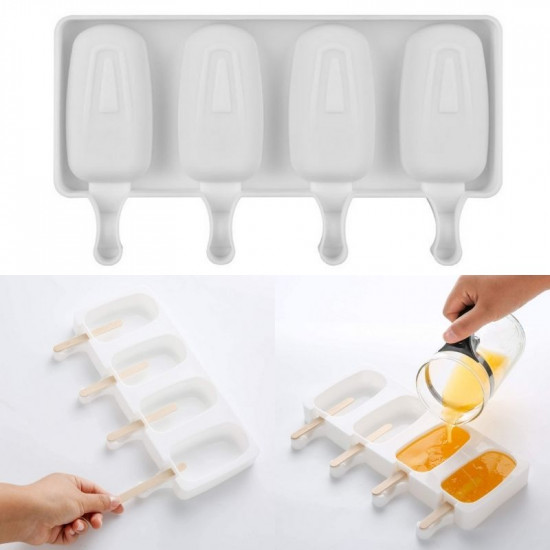 Oval Shape 4 Cavity Silicone Popsicle Mould