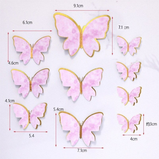 Gold Edged Pink Paper Butterfly (10 Pieces)