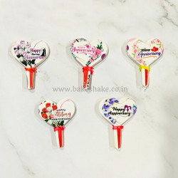 Anniversary Heart Shape Paper Toppers 100 Pcs (5 Designs)