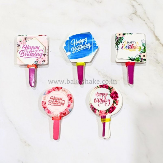 Birthday Paper Toppers 100 Pcs (5 Random Designs)