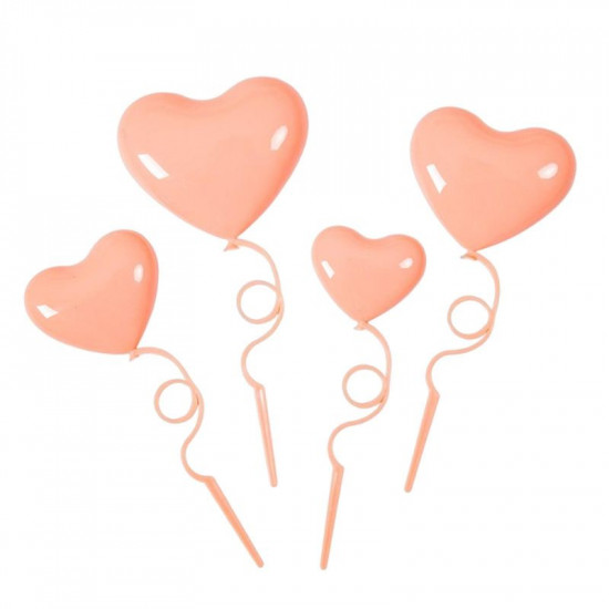 Heart Cake Topper - Peach (4 Pcs)