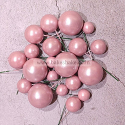 Light Pink Faux Ball Toppers for Cake Decoration (20 Pcs) Pearl Finish