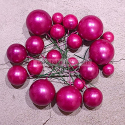 Magenta Faux Ball Toppers for Cake Decoration (20 Pcs) Pearl Finish