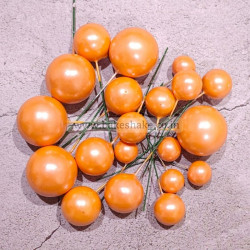 Orange Faux Ball Toppers for Cake Decoration (20 Pcs) Pearl Finish
