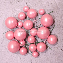 Pink Faux Ball Toppers for Cake Decoration (20 Pcs) Pearl Finish