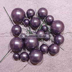 Purple Faux Ball Toppers for Cake Decoration (20 Pcs) Pearl Finish