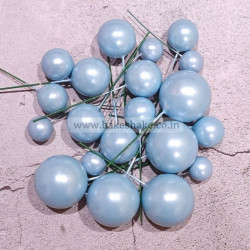 Sky Blue Faux Ball Toppers for Cake Decoration (20 Pcs) Pearl Finish