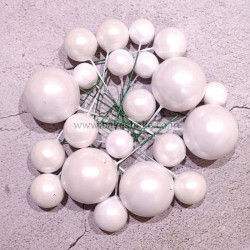 White Faux Ball Toppers for Cake Decoration (20 Pcs) Pearl Finish