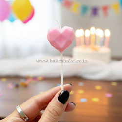 3D Diamond Heart Shape Cake Candle - Pink