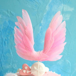 Pink Angel Feather Wings Cake Topper