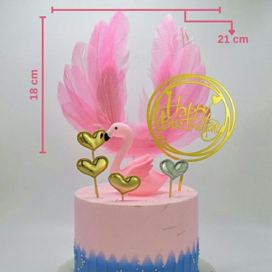 Pink Angel Feather Wings Cake Topper