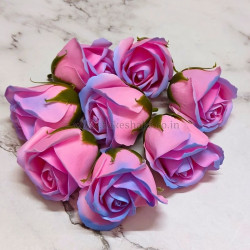 Artificial Pink Blue Shaded Rose Flowers (Set of 10)