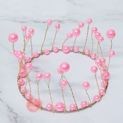 Pink Pearl Crown Cake Topper