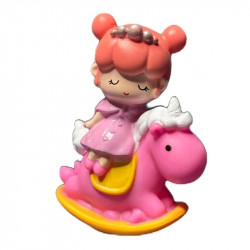 Pink Princess Doll Riding Unicorn Horse Cake Topper
