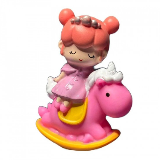 Pink Princess Doll Riding Unicorn Horse Cake Topper