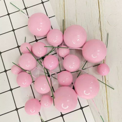 Pink Faux Ball Toppers for Cake Decoration (20 Pcs)