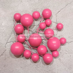 Pink Faux Ball Toppers for Cake Decoration (20 Pcs) Matt Finish