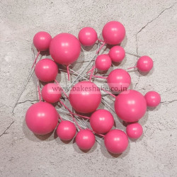 Pink Faux Ball Toppers for Cake Decoration (20 Pcs) Matt Finish