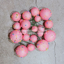 Pink Glitter With Sprinkles Faux Ball Toppers for Cake Decoration (20 Pcs)