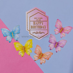 Happy Birthday Paper Cake Topper - Pink (Set of 6 Pieces)
