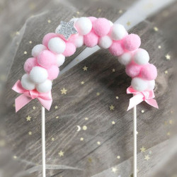 Pom Pom Arch Cake Topper - Pink