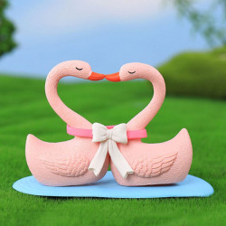 Pink Swan Couple Miniature (Set of 2)