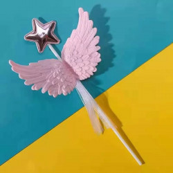 Pink Angel Wing With Star Cake Topper
