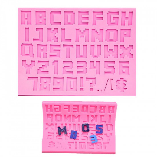 Pixel Font Alphabet Numbers Silicone Mould