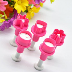 Plunger Cutter With 5 Different Shapes - Button, Round, Star, Heart, Flower